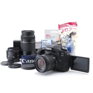 【極上美品】Canon キヤノン Eos 80D トリプルレンズセット SD(32GB)カード、おまけ付 ★1ヶ月保証★｜bestchoices