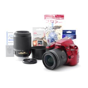 【美品】Nikon ニコン D3400 RED ダブルレンズセット SD(32GB)カード、おまけ付 デジタル一眼レフカメラ