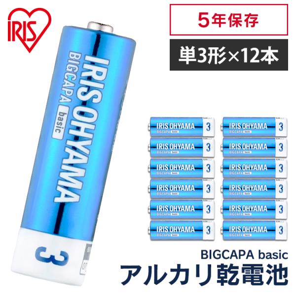 乾電池 電池 単3 単3形 12本パック BIGCAPA basic LR6Bb 12P アイリスオ...