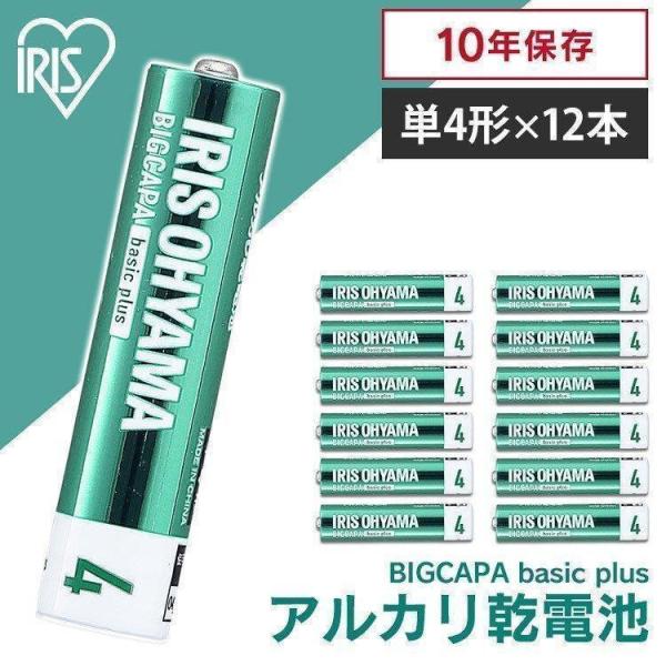乾電池 電池 単4 単4形 12本パック アルカリ乾電池 BIGCAPA basic＋ LR03Bb...