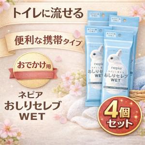 【4個セット】ネピア おしりセレブ おでかけ用 12枚入ウェット WET ポケットサイズ お出かけ 無香料 トイレに流せる