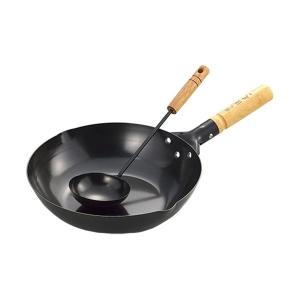 山田工業所 中華鍋 鉄打出木柄片手中華鍋（北京鍋） 27cm(板厚1.2mm