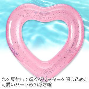 浮き輪 大人用 浮輪 ハート ピンク キラキラ...の詳細画像2