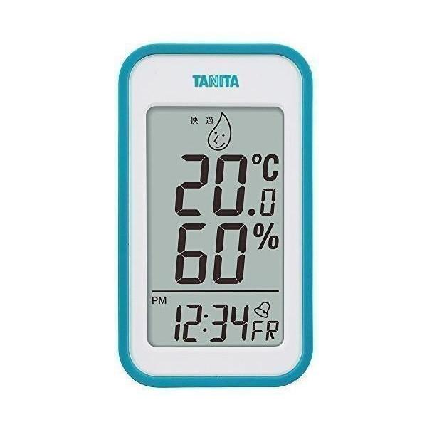 タニタ 温湿度計 TT-559 BL 温度 湿度 デジタル 壁掛け 時計付き 卓上 マグネット ブル...