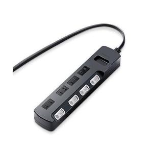 エレコム  T-K6A-2425BK ブラック 電源タップ 雷ガード 個別スイッチ ほこりシャッター付 4個口 2.5m ELECOM