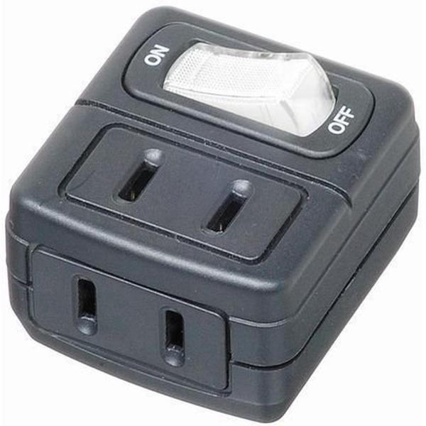 ヤザワ Y02FU210BK ブラック 一括集中スイッチ付き 省エネタップ AC 2個口