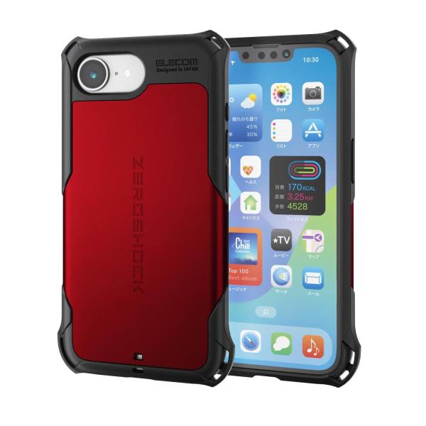 エレコム PM-A25SZERORD レッド iPhone 16e ケース 衝撃吸収 フィルム付き ...