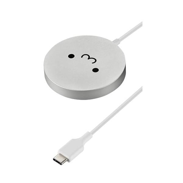 エレコム  W-MA04WF マグネット Qi2規格対応ワイヤレス充電器 15W 卓上 しろちゃん ...