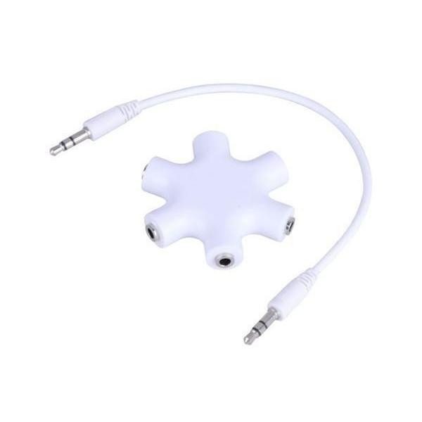 イヤホン スプリッター 3.5mm 5出力 6端子 ステレオ オーディオ アダプタ スマホ タブレッ...