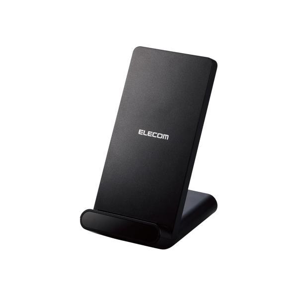 エレコム W-QS09BK ワイヤレス充電器 Qi認証 5W スタンド 縦置き 横置き両対応 ブラッ...