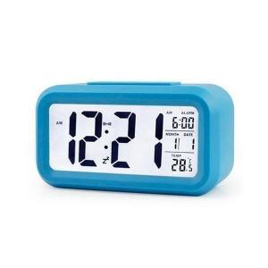目覚まし時計 置時計 おしゃれ デジタル ライト 時計 見やすい シンプル 温度計 多機能 ブルー ((S