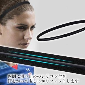 ヘッドバンド スポーツ 細型 ブラック 黒 シ...の詳細画像2