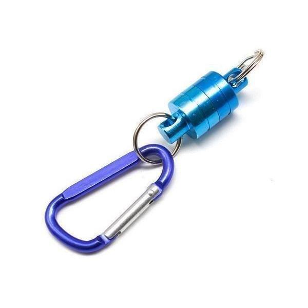 釣り 道具 着脱 マグネット リリーサー ブルー カラビナ フック付き 超強力 磁石 耐荷重2kg ...