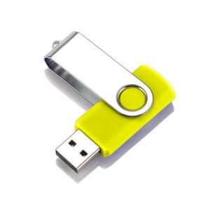 USBメモリ イエロー 32GB USB2.0 USB キャップレス フラッシュメモリ 回転式 おしゃれ コンパクト  ((S