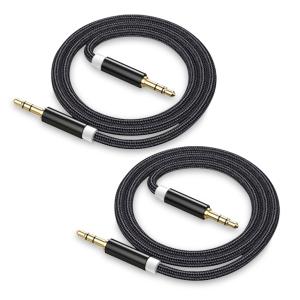 オーディオケーブル AUXケーブル ステレオミニプラグ 3.5mm 1m 2本セット 音楽 スマートフォン アイフォン ブラック ((S