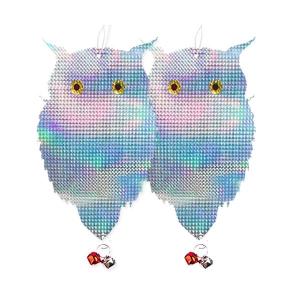 鳥よけグッズ 鳩 ベランダ フクロウ 2枚セット つりさげ 反射板 鈴付き 鳥よけ 鳩よけ フン害対策 両面設計 ((S ((S