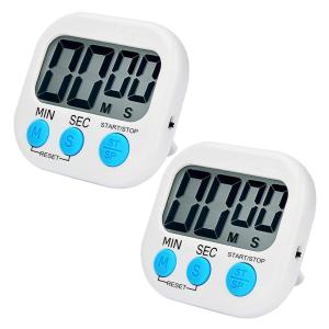 2個セット キッチンタイマー マグネット おしゃれ 大きい 画面 タイマー ストップウォッチ 勉強用 カウントダウン ((S