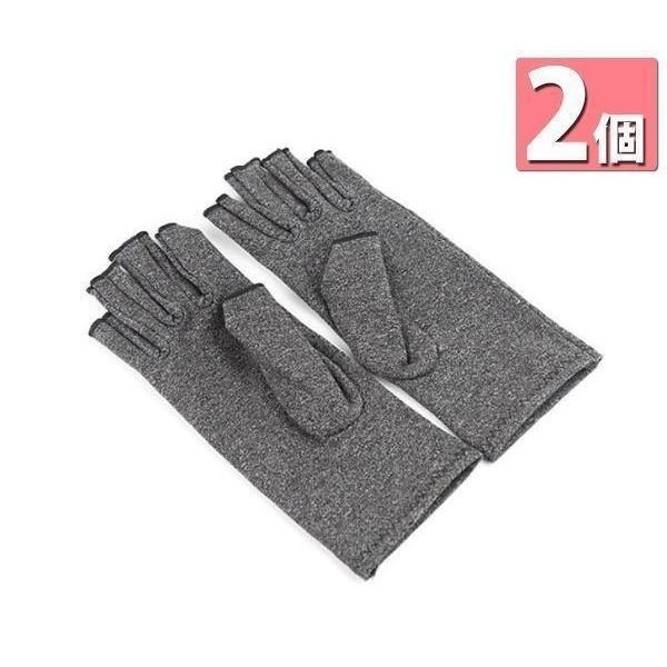 2個セット 指なし手袋サポーター　手首・関節まわりをやさしくサポート スマホ対応 グレー M ((S