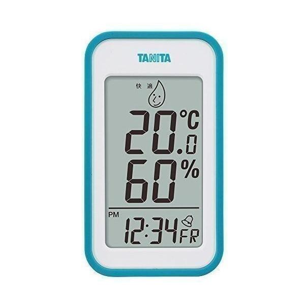 2個セット タニタ TT-559 BL ブルー 温湿度計 温度 湿度 デジタル 壁掛け 時計付き 卓...