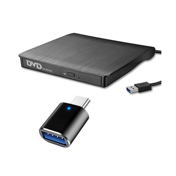 DVDドライブ 外付け USB3.0 CDドライブ タイプc変換アダプタ付属 ポータブルドライブ C...
