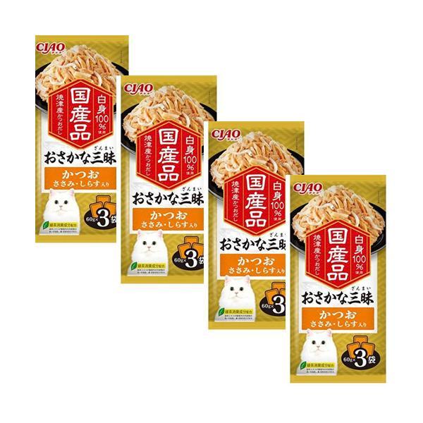 4個セット いなば おさかな三昧 かつおささみ しらす入り60g×3袋