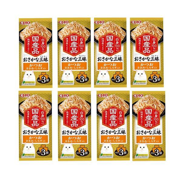 8個セット いなば おさかな三昧 かつおささみ しらす入り60g×3袋
