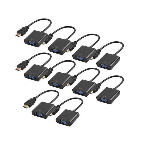 10個セット HDMI to VGA 変換アダプタ 変換ケーブル D-SUB 15ピン 1080p ...