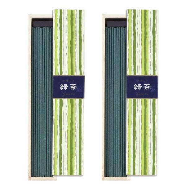 2個セット 日本香堂 かゆらぎ 緑茶 スティック 40本入 お香 インセンス 香立付