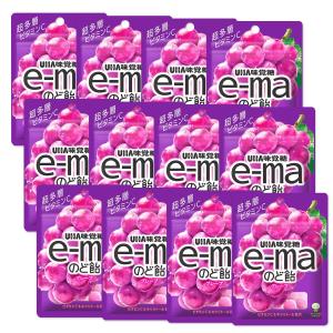 12個セット UHA味覚糖 e−ma のど飴袋 グレープ 50g
