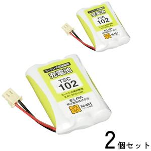 2個セット エルパ TSC-102 電話機用充電池 シャープ他同等品 電池パック 3.6V 600mAh ニッケル水素充電池