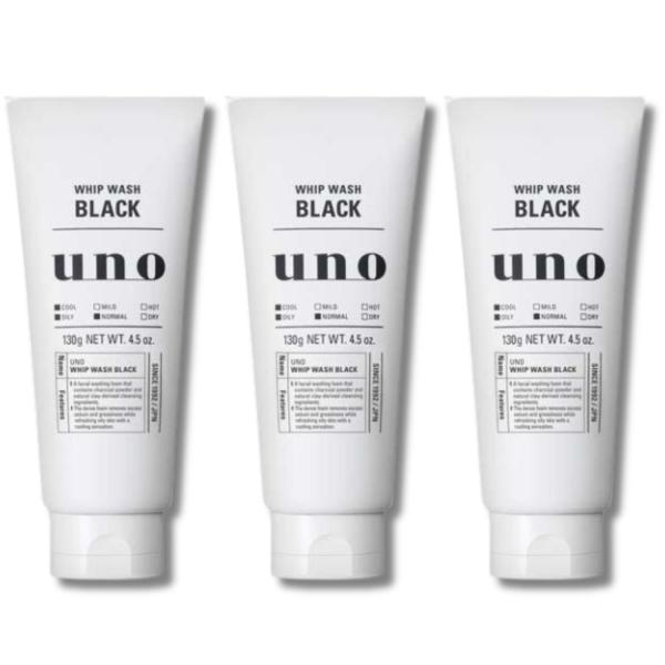 3個セット ファイントゥデイ UNO ホイップ ウォッシュ ブラック 130g 洗顔フォーム