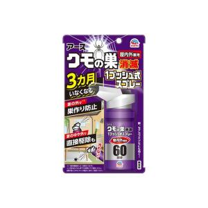 アース製薬 クモの巣消滅 1プッシュ式スプレー 屋内用 60回分 クモ 殺虫剤｜ベストワン