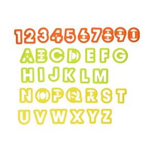 タイガークラウン No751 クッキー型 オレンジ イエロー グリーン クッキー抜アルファベット&amp;数字 ポリプロピレン 36個入