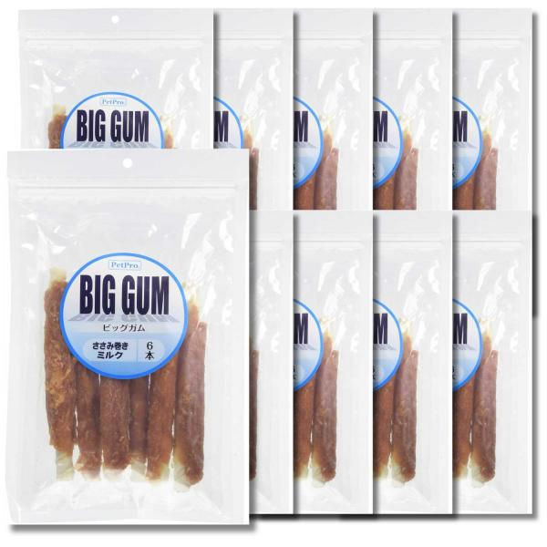 10個セット ペットプロ BIGガム おいしいおやつ ささみ巻きミルクガム 6本入 犬用