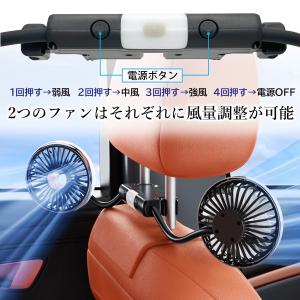 車 扇風機 後部座席 USB給電式 ツインファ...の詳細画像3