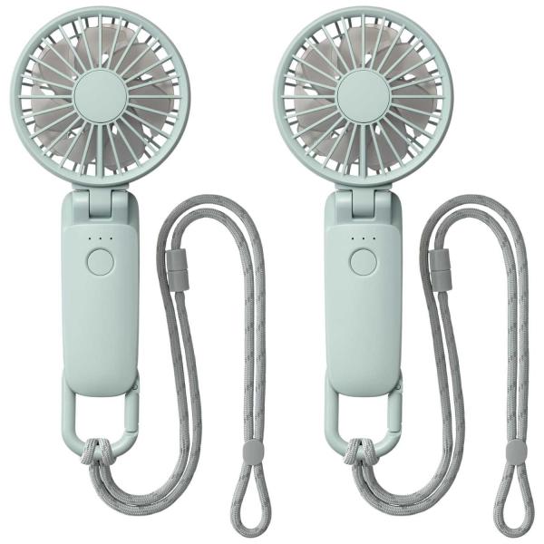 2個セット リズム 9ZF040RH04 ライトブルー ハンディファン 携帯扇風機 Silky Wi...