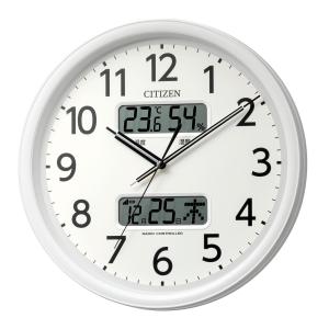 リズム 8FYA06-003 白 シチズン 掛け時計 電波時計 アナログ 温度 湿度 カレンダー デジタル CITIZEN RHYTHM
