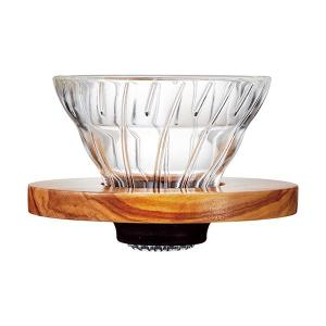 ハリオ VDGR-01-OV V60耐熱ガラス透過ドリッパー オリーブウッド コーヒードリッパー HARIO