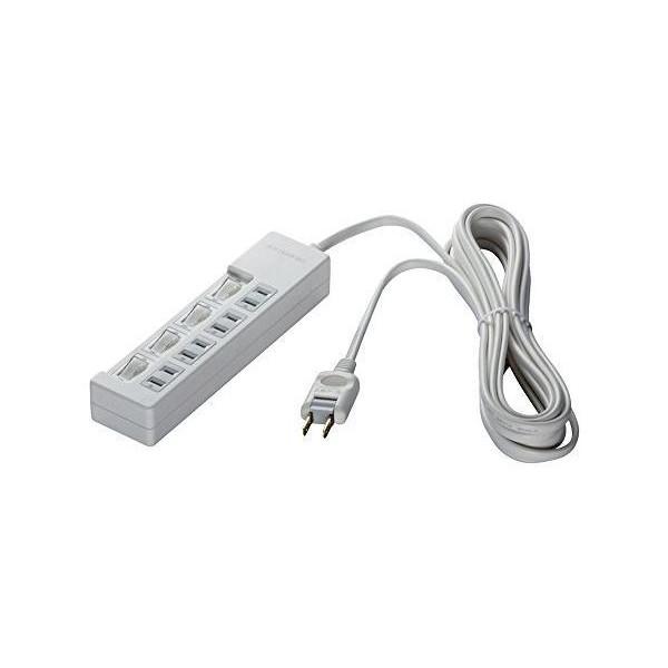 BUFFALO 2ピン電源タップ 4個口 個別スイッチ 5m ホワイト BSTAPSW2450WH