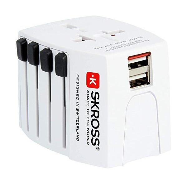 SKROSS マルチ対応 電源コンセント 変換アダプター 変換プラグ アース付 USBポート ヒュー...