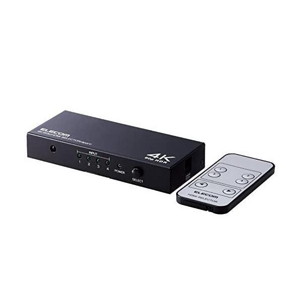 エレコム HDMI切替器 4K 60Hz(18Gbps) 4入力1出力 HDCP2.2対応 手動切替...