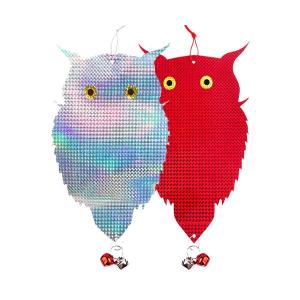 鳥よけグッズ 鳩 ベランダ フクロウ つりさげ 反射板 鈴付き 鳥よけ 鳩よけ フン害対策 両面設計 ((S