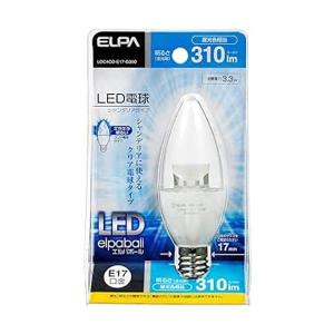 エルパ LED電球シャンデリア形 電球 LED電球 おしゃれ E17 3.3W 昼光色相当 LDC4CD-E17-G350｜bestone1