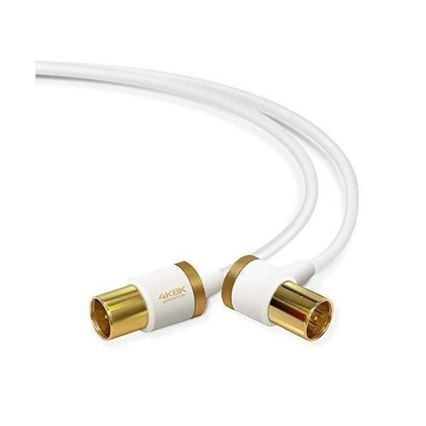 エレコム アンテナケーブル 4K 8K対応 F型端子 差込式L字-差込式ストレート スリムケーブル ...