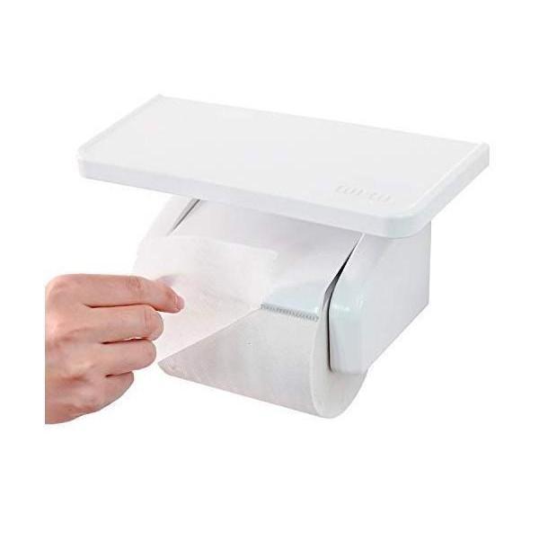オカ  ホワイト ワンタッチ トイレットペーパーホルダー 棚付き 我が家べんり化計画 紙巻き器 fi...