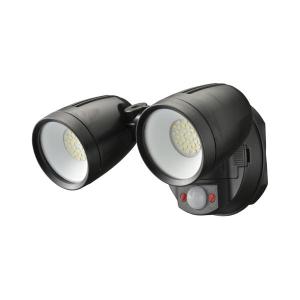 オーム電機  LS-B200Y2 07-8812 センサーライト 防犯センサーライト 2灯リチウム充電池式 2000ルーメン 昼光色