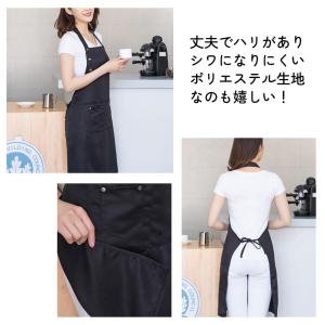 エプロン おしゃれ 無地 ブラック 撥水加工 ...の詳細画像3