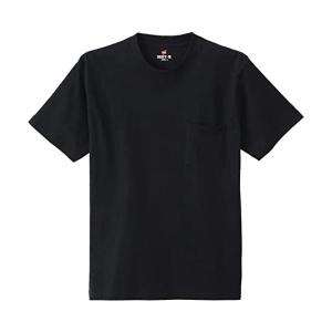 ヘインズ ビーフィー ポケット付き Tシャツ ポケT BEEFY-T 1枚組 綿100% 肉厚生地 H5190 メンズ ブラック XS｜bestone1