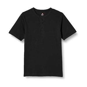 ヘインズ Tシャツ 肌に馴染む BEEFY リブヘンリーネックTシャツ アンダーウェア-メンズ HM1-T103 ブラック L｜bestone1