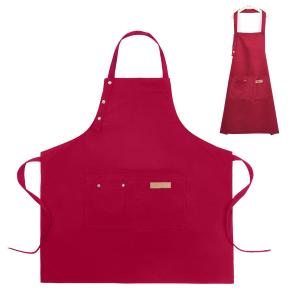 エプロン レッド おしゃれ 無地 撥水加工 シンプル カフェ 学生 かわいい 北欧 保育士 ポケット ユニセックス 男女兼用 ((S